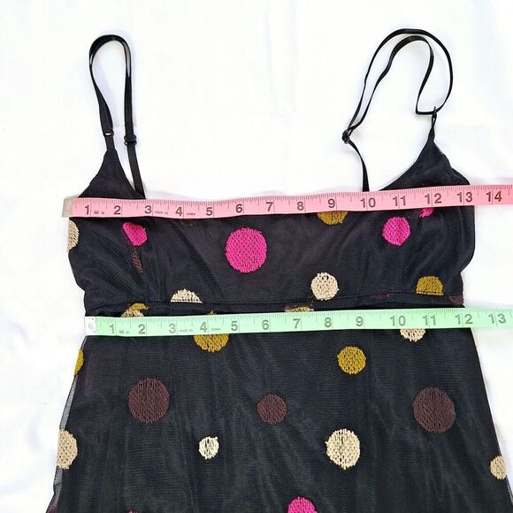 Tara Jarmon Multicolor Polkadot Midi Spaghetti Strap Dress Sz 38 / Small - Picture 7 of 8